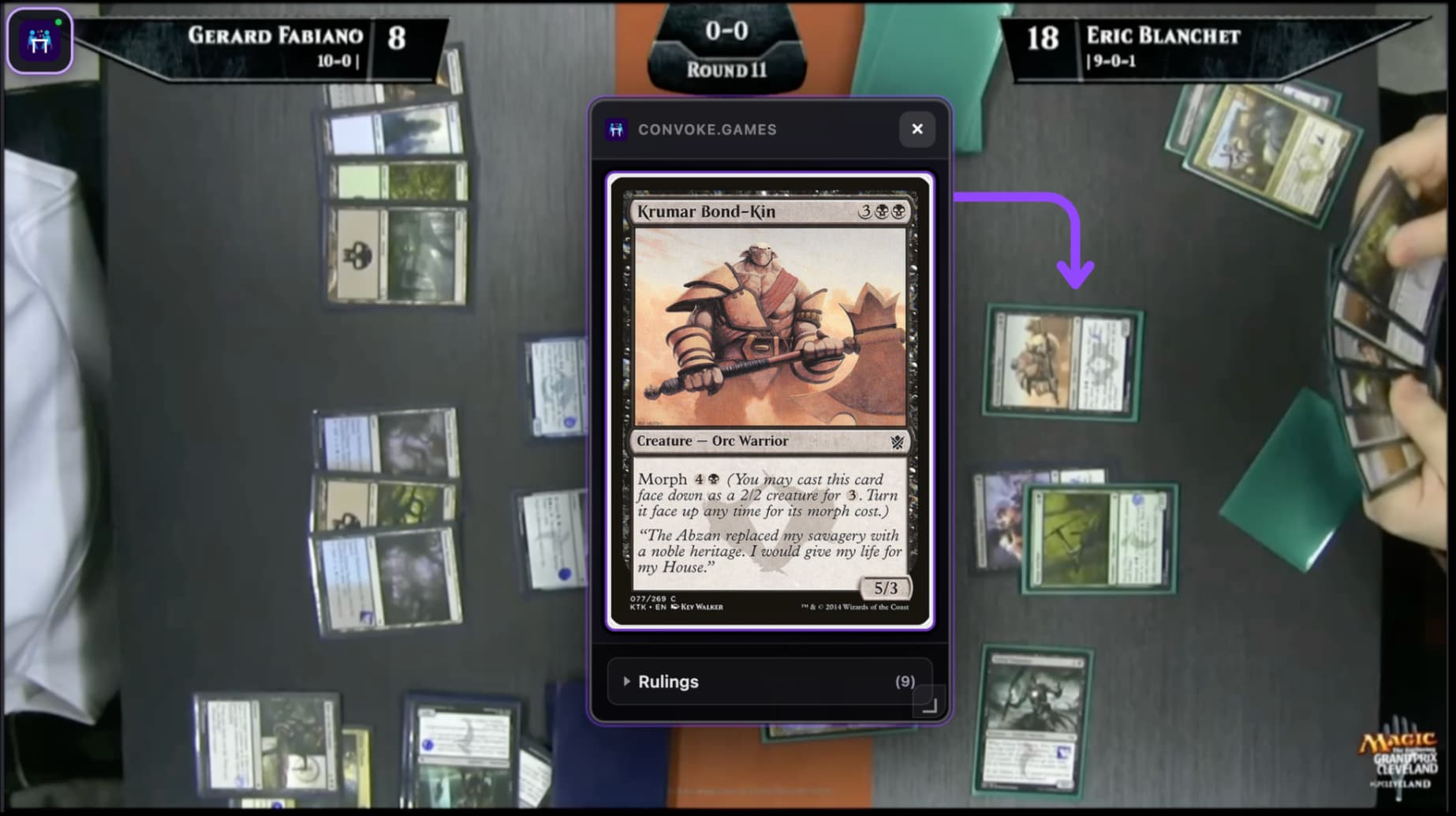 Convoke Twitch Extension showing card scanning feature during a live MTG stream
